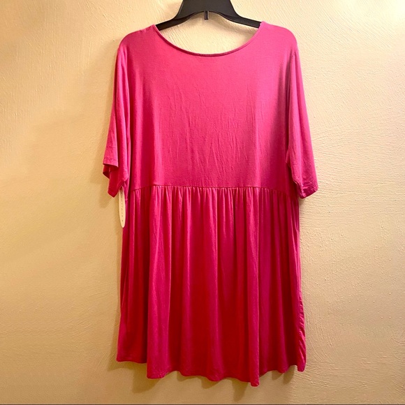 💥5/$15🌸 Malibu Pink Boutique Tunic Top Rayon Spandex Comfy Stretch Blouse - Picture 5 of 10